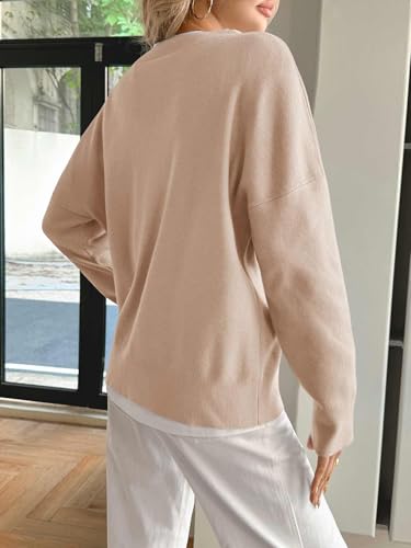 Yousify Womens Crewneck Knit Sweaters Casual Long Sleeve Loose Fit Fall Basic Soft Pullover Jumper Tops3