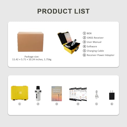 Image of SMA25R Net GNSS RTK Survey Equipment, Android Handheld GPS Positioning Rover Receiver with Android Software, CORS Connection, 10cm by PPP, 0-60 Tilt Compensation, for Land Surveying, Construction