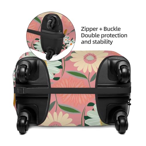Floral Daisy Pattern Stretchable Luggage Covers for Suitcase TSA Approved, Dust Proof and Scratch Resistant Travel Luggage Protector for Carry On (22-24 in)3