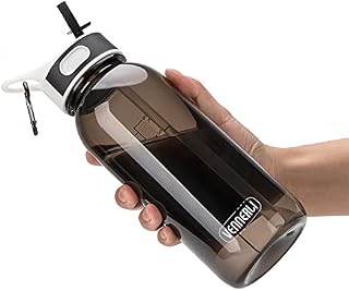 VENNERLI Sports Water Bottle with Straw 1Litre Leakproof Durable Tritan BPA Free Gym Flip Sipper Bottle Dustproof with Marking Dustproof Leakproof