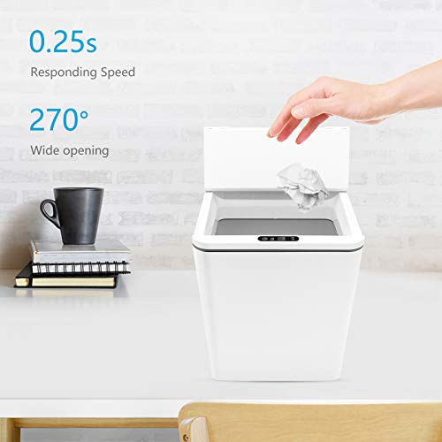 Caneca de basura automática pequeña con tapa blanca 6 litros miniatura 4