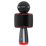 Karaoke Microphone Upgraded, AsperX 5-in-1 Wireless Bluetooth Karaoke Microphone for Singing, Recording, Party, Built in DSP Noise Reduction, 40W Full-Range Stereo Speakers, Voice Changer, Black