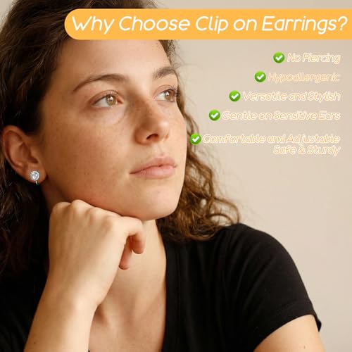 4 pares aretes clip on sin perforar con zirconia cúbica miniatura 6