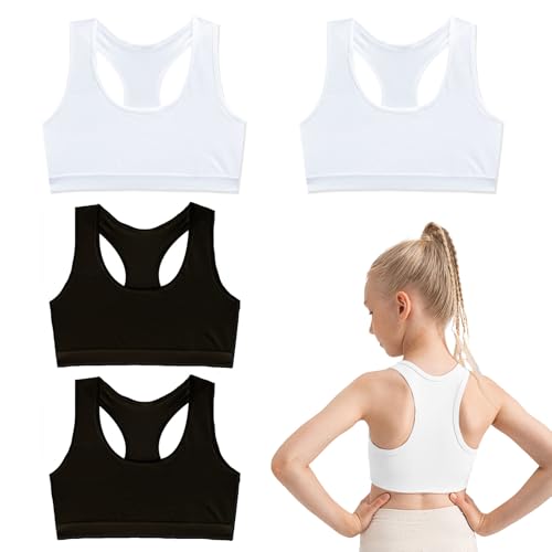UILYNIU 4er-Pack Mädchen Sport-BH, Racerback, Nahtlos, Baumwolle, Teens...
