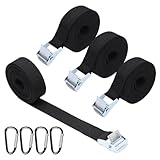 HONRIGO 4 PCS Adjustable Ratchet Tie Down Straps 5m × 25mm Heavy Duty Lashing Straps with 4 Carabiners & Quick‑Release Cam Buckles — for Trucks, Motorcycles, Vans, Trailers, Luggage - Image 8