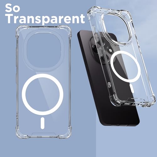 Image of Outlouders Back Cover for Oppo F31 Pro 5G Mag-Safe Transparent PC + TPU Bumper Case with Magnetic Support Shockproof Protection (Transparent Mag-Safe)