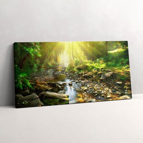 Image sur toile ruisseau forestier au soleil à la finition élégante