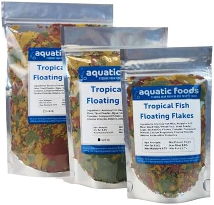 Aquatic Foods Inc. Tropical Fish Flakes, Mix of Krill, Color Enhancing, Spirulina Flakes for Cichlids, Angels, Tetras, Guppies. 12-Type Pellet Mix & 4-Type Wafers Included…WL 1/2-lb Foil Bag