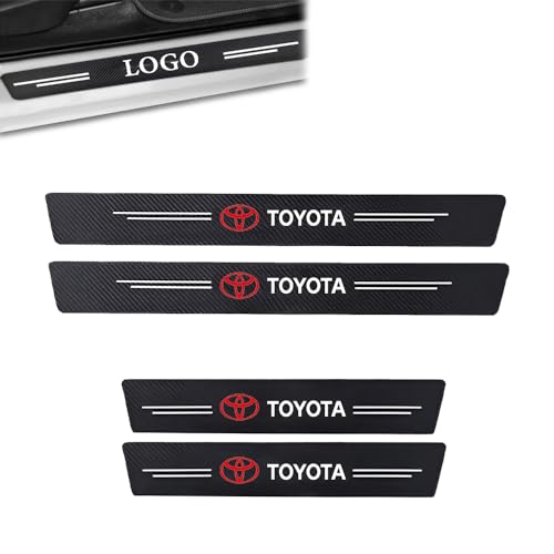 Image of 4PCS Car Door Carbon Fiber Sill Edge Anti-Scratch Guard Protector Accessories Hyryder, Innova, Hycross, Fortuner, Rumion, Glanza, Hilux, Etios, Corolla