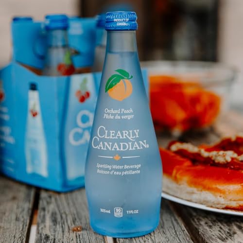 Image of Clearly Canadian Sparkling Flavored Water, 11 oz Glass Bottles - Variety of Refreshing Flavors, Premium Carbonated Beverage, Available in 12-Pack and 24-Pack Options (12 Pack, Cherry /Peach)
