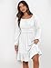 ANRABESS Womens Dress Long Lantern Sleeve Square Neck Elastic Waist Ruffle Flowy Swing A-Line Short Dresses 2025 Fall Fashion White Small