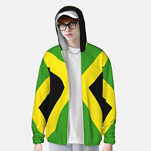 Jamaican Flag Jamaica Unisex Full Zip-Up Sun Protection Hoodie Long Sleeve Jacket Pocket Outdoor Travel Beach4