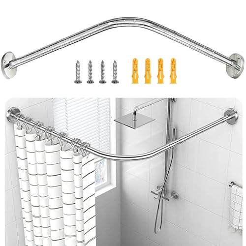 Opiniones de Cortinero para Baño en Escuadra Walmart de esta semana. 43 Barra de Baño para Cortina Extensible 80cm-120cm, Barra de Cortina de Ducha Cortinero Ajustable en Forma de L de Acero Inoxidable