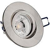 LEDANDO Einbaustrahler Set für Spanndecken Silber gebürstet 7W DIMMBAR COB LED GU10 Deckenstrahler - Spots - Deckenspots - Deckspot