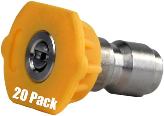 20 Pack of Erie Tools 3.5 Stainless Steel Orifice 15 Degree 1/4in. Quick Connect 4000 PSI High Pressure Washer Spray Nozzle Tips