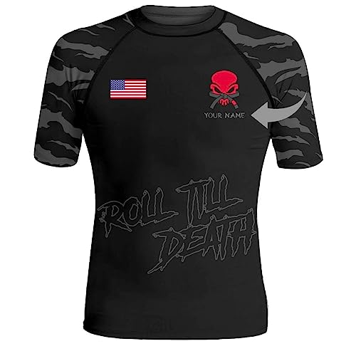 Customized America Flag Short Sleeve Rash Guard Men, Compression Shirt Stretchable Fabric3