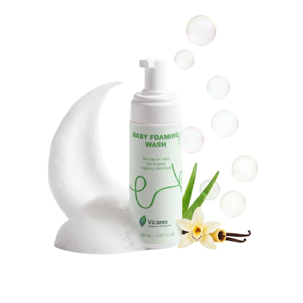 Baby Foaming Wash, Soap-Free Cleanser with Aloe, Camomile, Linseed, 5.07 fl oz, Sensitive Skin, Organic