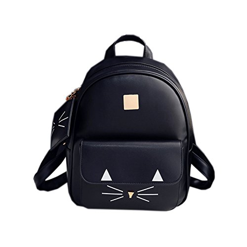 Sac à dos chaton mignon en PU noir pour exprimer votre style unique au quotidien