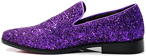Image of SPK04 Men's Vintage Glitter Dress Loafers Slip On Shoes Classic Tuxedo Dress Shoes