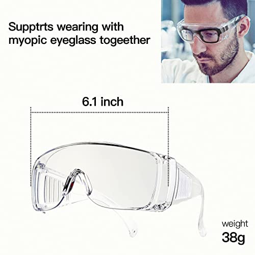 Dnzpfu 4 Pack Safety Glasses Over Eyeglasses,Medical Safety Goggles For Nurses,Lab Glasses,Protective Eyewear,Eye Protection Glasses #TOP4
