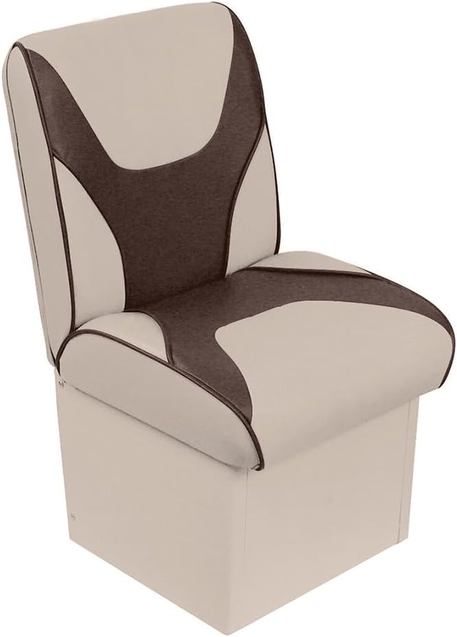 Overton’s Deluxe Jump Boat Seat – High-Impact Plastic Frame, UV-Protected Marine Vinyl, Storage Under Seat, with 8" Base