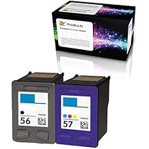 خرطوشة الحبر المعاد تعبئتها استبدال 2 حزمة ل HP 56/57 - PSC 1315/2410/1110/2175 - Officejet 6110/Deskjet 450/Photosmart 7150/7260 الطابعات 1 أسود 1 اللون