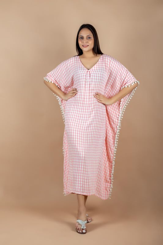 Image of NIHSAMAH Cotton Kaftan Nighty for Women, Printed Premium Stylish Loungewear, Comfortable Nightwear, Sleepwear for Ultimate Relaxation