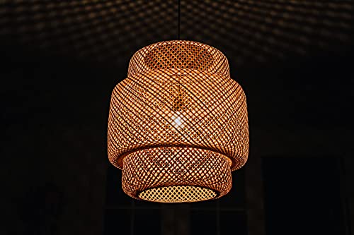 Frontsea Rattan Pendant Lighting for Kitchen | Bamboo Lampshade Handmade Weave Lighting | Wooden Boho Decor | Modern Hanging Ceiling Light Fixture (16-inch), Cream - Image 5