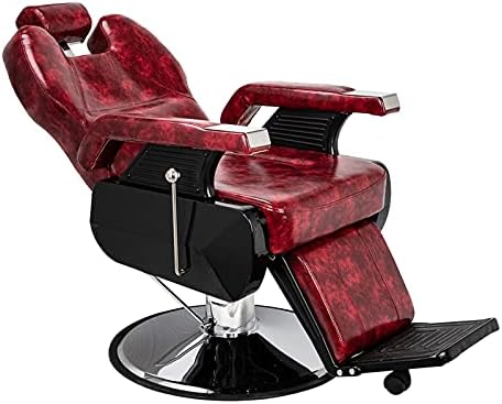 LLAMN Hair Salon Barber ChairClassic Large Barber Chair Wine Red US Warehouse in Stock