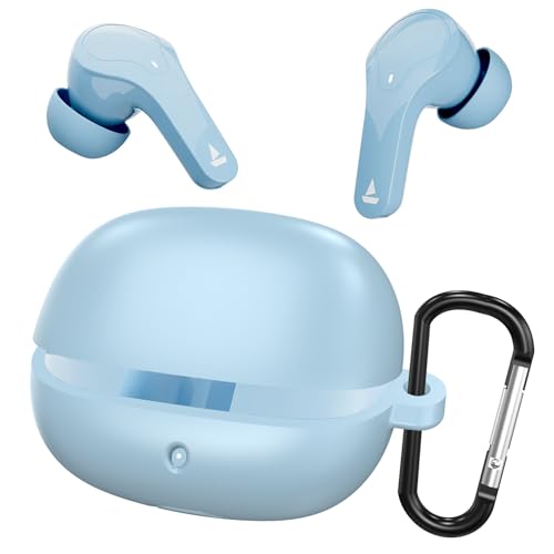 Image of Sounce Soft Silicone Protective Case Cover, Boat Airdopes Plus 311 (2025 Launch) Shockproof, Scratch-Resistant, Dustproof Earbuds Case with Keychain Clip, Easy Portability, (Blue)