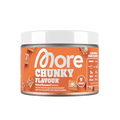 MORE Chunky Flavour, Salted Caramel, 150 g, flavour powder for sweetening, low in sugar and calories, with inulin and lactase – made in Germany
