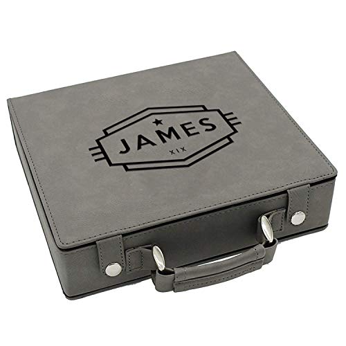 Sofia's Findings Personalized Leatherette Poker Chip Set | Cadet (Grey)