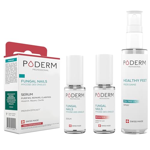 PODERM - 3 PRODUCTOS | MICOSIS DE LA UÑA TRATAMIENTO 3en1 | Spray 3en1 | Desodorante, antitranspirante y purificante | Elimina el 99,9% de los hongos | BIO | Tratamiento Pies/Manos | Swiss Made