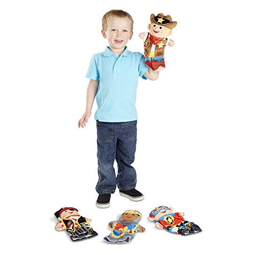 Melissa & Doug Bold Buddies Hand Puppets - The Original (Set of 4, Knight, Pirate, Sheriff, Superhero, Soft Plush, Great Gift for Girls and Boys - Best for 2, 3, 4, 5 and 6 Year Olds)