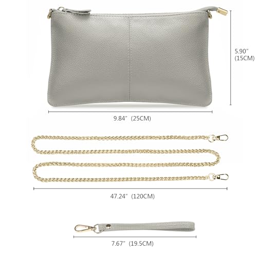 Image of YALUXE Genuine Leather Wristlet Handbags Purses Cell Phone Pocket Clutch Wallet Crossbody Bags for Women