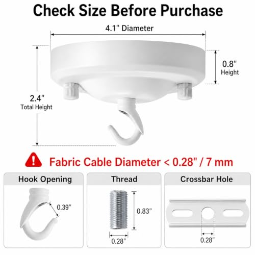Kit de baldaquin blanc cache-piton plafonnier pour câble de lampe suspendue - 5