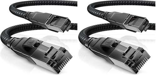 Câble réseau CAT 8.1 CSL 7,5m gaine coton noir blindé S/FTP PIMF pour réseau RJ45 haut débit