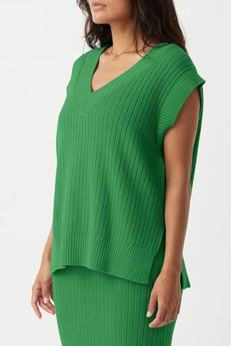 Image of Saodimallsu Womens V Neck Sweater Vest Oversized Ribbed Knit Sleeveless Casual Loose Fit Pullover Tank Top