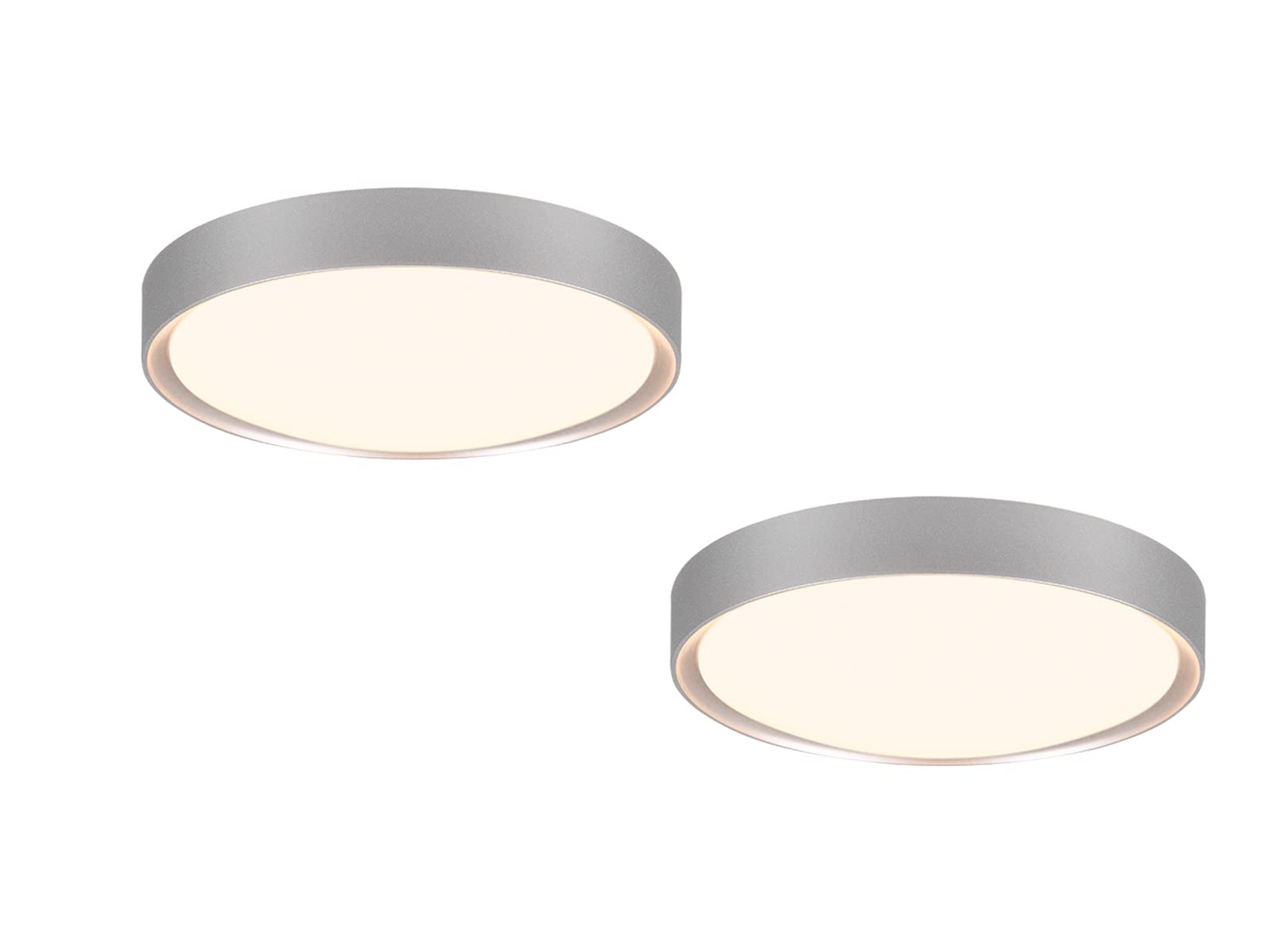 Lot de 2 plafonniers LED ronds Ø 33 cm en gris titane IP44 – Lampes de salle de bain