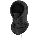 FEIKELUN Balaclava Winter Thermal Fleece Snood Balaclavas for Men Unisex Neck Warmer Snoods for Men Women Sherpa Hood Ski Mask Windproof Face Cover Hat Neck Gaiter Skiing Fishing Outdoor Sports Black - Image 3