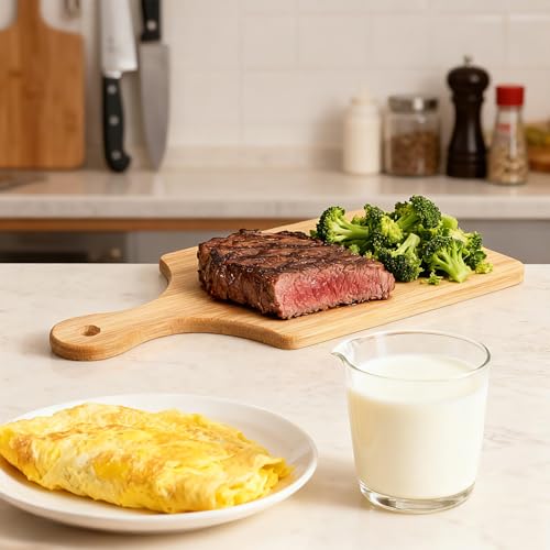 8 piezas tabla de cortar rectangular de bambú con mango miniatura 6