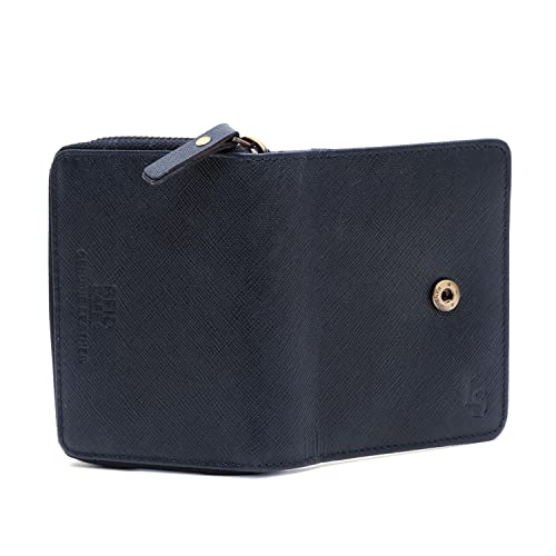 Image of LOUIS STITCH Safiano Leather Blue Wallet for Men | RFID Blocking Bifold Wallet with ID Card Holder, 2 Card Slots | Slim Purse for Men, Genuine Leather (WL-SF BU)