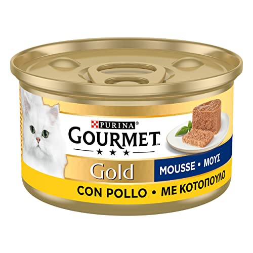 GOURMET Gold Cibo Umido per Gatti Adulti, Mousse con Pollo in 24 Lattine da 85 g, Senza Coloranti o Conservanti Artificiali - Immagine 1