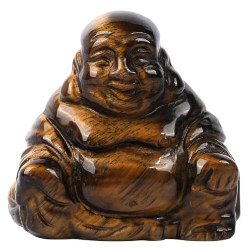 VOANZO Estatua de Buda de Cristal con Ojo de Tigre, pequeño Adorno de 1,5 Pulgadas para el hogar, Mini Regalo de Budismo, Figura de Buda Tallada, Amuleto de Buena Suerte, Piedra de Bolsillo
