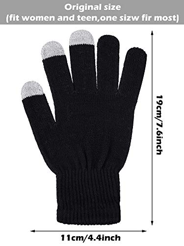 Image of Pangda 12 Pairs Winter Touch Screen Gloves for Men Women Stretch Knitted Texting Gloves Warm Windproof Solid Color Mittens