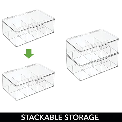 Mdesign Plastic First Aid Kit Storage Box With Clear Top Lid For Bathroom, Kitchen, Cabinet, Closet, Drawer - Organizes Medicine, Ointments, Adhesive Bandages, Dental, 8 Divided Sections - Clear #TOP4