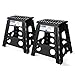 Acko 2 Pack 16 Inches Super Strong Folding Step Stool for Adults and Kids, Kitchen Stepping Stools, Garden Step Stool Black