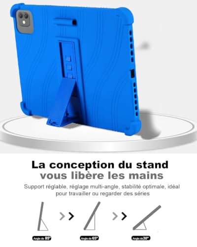 Coque Blackview Link 8 en silicone antichoc avec béquille ajustable bleu