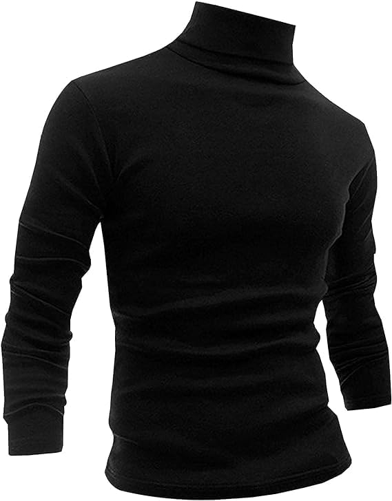 Men's Turtleneck Lightweight Tops Pullover Slim Fit Solid Base Thin Long Sleeve Underwear Tops High Neck Blouse T-Shirt