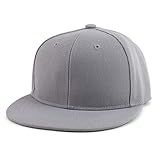 Trendy Apparel Shop Infant to Youth Plain Structured Flatbill Snapback Cap - Light Grey - Youth